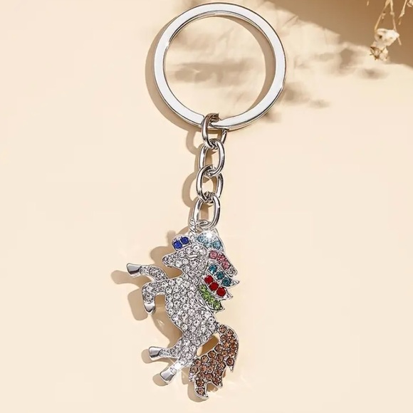 Silver Rhinestone Unicorn 🦄 Keychain, Bag Charm, etc - Picture 2 of 5